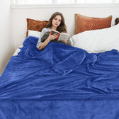 Flannel Blanket Queen 220x240cm Suitable for All Seasons, Warm Throw Blanket  - Royal Blue