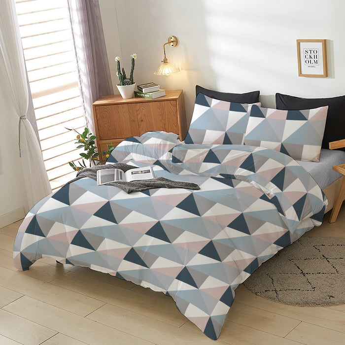 4-Piece Luxury Cotton Comforter Set Queen/King Size Geometric Symmetry