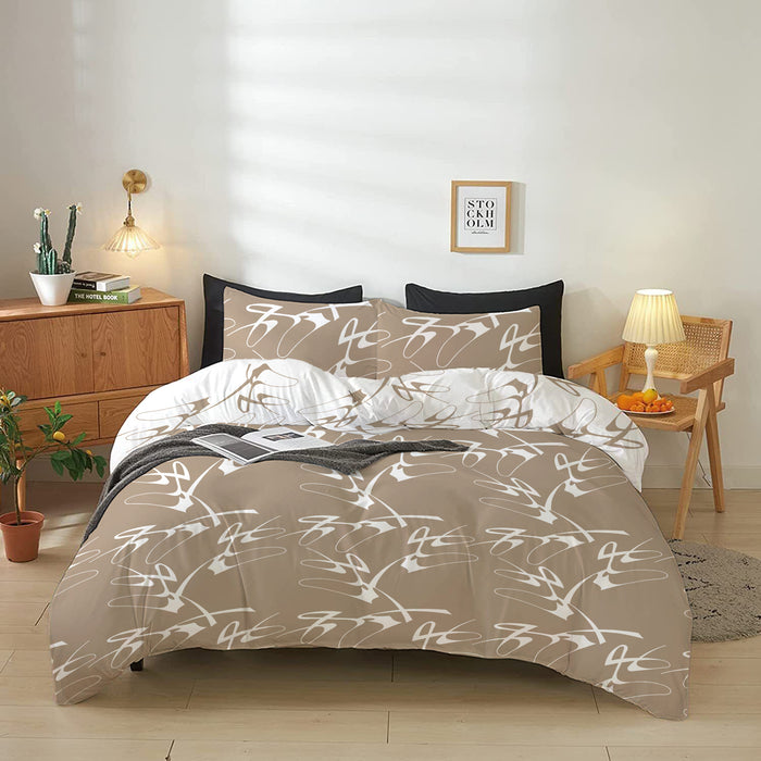 4-Piece Luxury Cotton Comforter Set Queen/King Size Abstract Stroke
