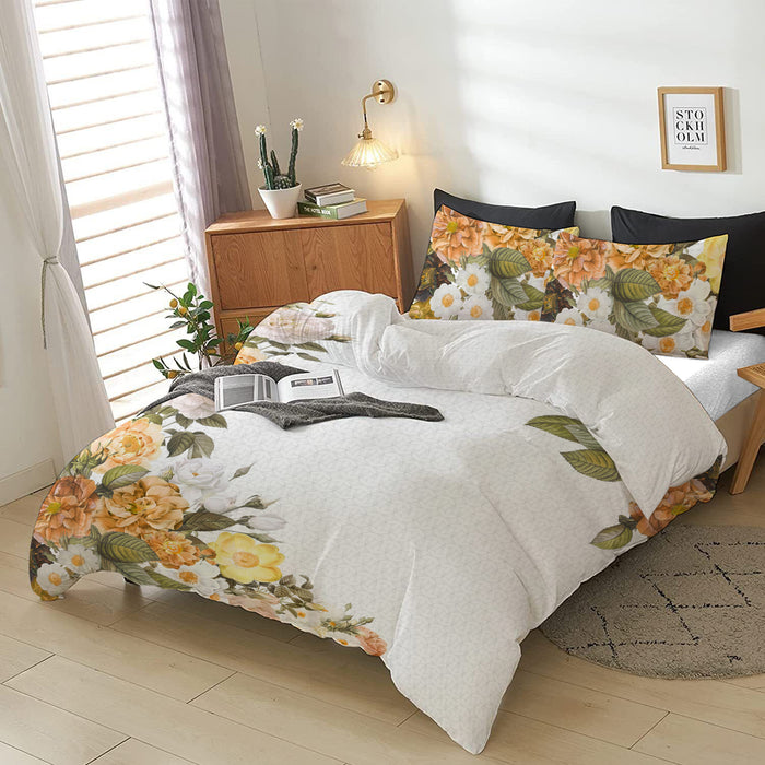 4-Piece Luxury Cotton Comforter Set Queen/King Size Summer Bloom