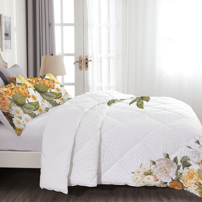 4-Piece Luxury Cotton Comforter Set Queen/King Size Summer Bloom