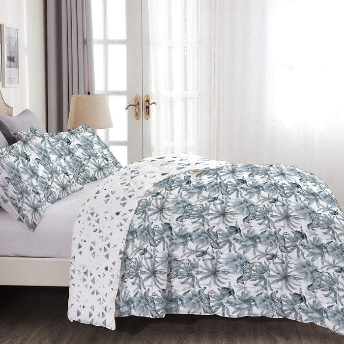 4-Piece Luxury Cotton Comforter Set Queen/King Size Zebra Print