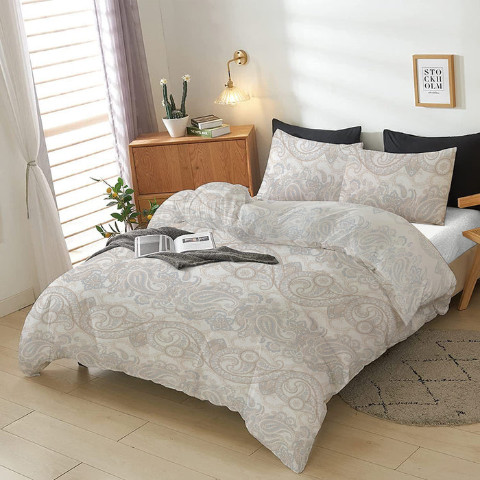 4-Piece Luxury Cotton Comforter Set Queen/King Size Pailsey Print