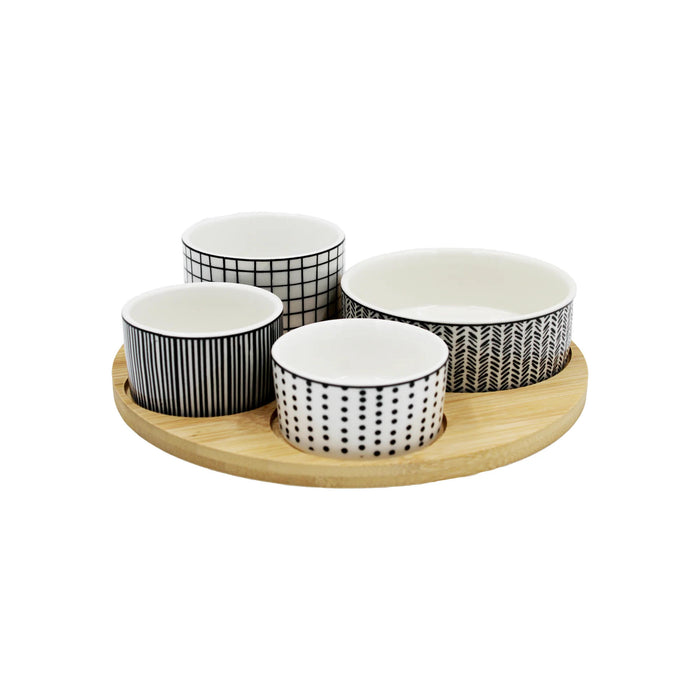 Opulence Serving Set: 5PC Elegant Tray with Porcelain Bowls | Cotton Home UAE