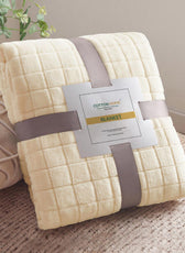 Elegant Square Design Blanket Single Size 150x220 Cream - Cotton Home