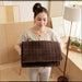Elegant Square Design Blanket Single Size 150x220 Brown - Cotton Home