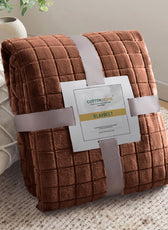 Elegant Square Design Blanket Single Size 150x220 Cream - Cotton Home