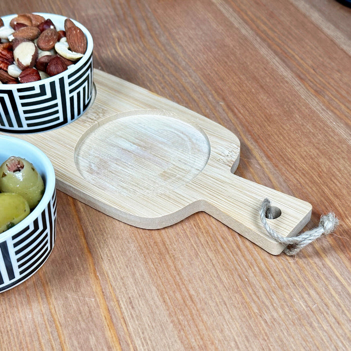Ebony Serving Set: Elegant Tray with Porcelain Bowls | Cotton Home UAE