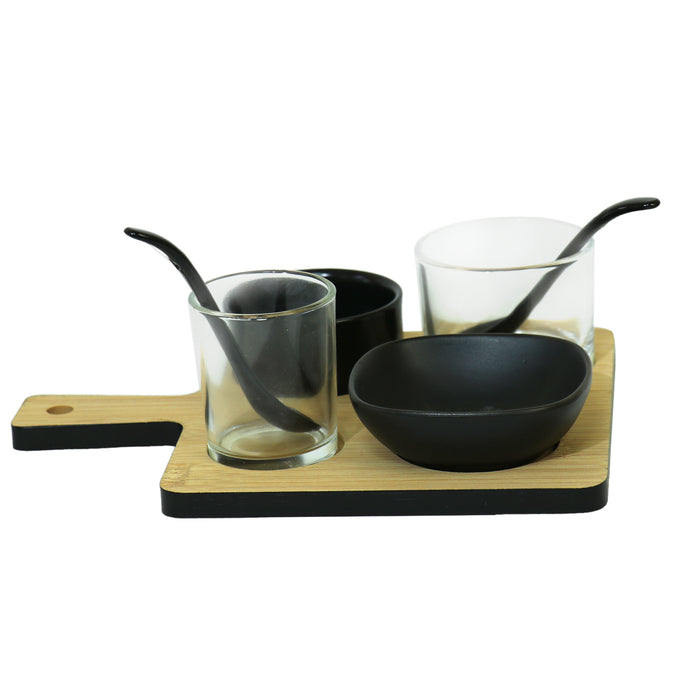 Luxe Serving Set: 7PC Elegant Tray with Glass Bowls | Cotton Home UAE
