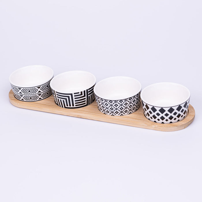 Minimalist Serving Set: 5PC Elegant Tray with Porcelain Bowls | Cotton Home UAE
