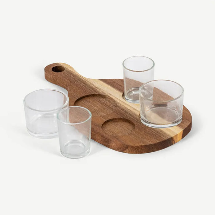 Pearl Serving Set: 5PC Elegant Tray with Glass Bowls | Cotton Home UAE