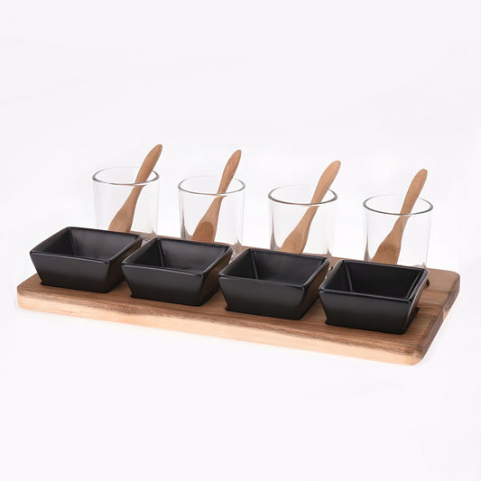 Zen Garden Serving Set: 13PC Elegant Tray with Glass Bowls | Cotton Home UAE