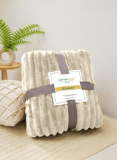 Plush Stripe Blanket Queen Size 220x240 Brown - Cotton Home