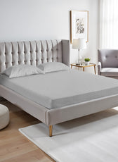Stripe Fitted Sheet Set Queen 160x200+30cm with Pillowcases Grey