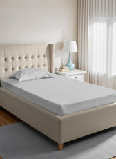 Stripe Fitted Sheet Set Single 90x200+20cm with Pillowcase Grey