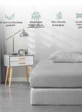 Stripe Fitted Sheet Set Single 90x200+20cm with Pillowcase Grey