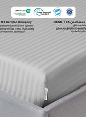 Stripe Fitted Sheet Set Single 90x200+20cm with Pillowcase Grey