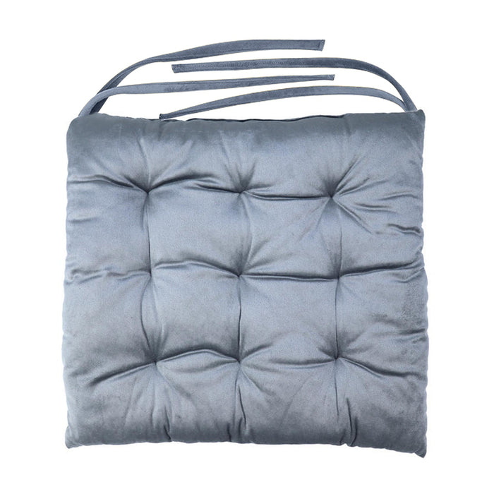 Velvet Slip Free Tufted  Chair Cushion Silver 40x40cm - Pack of 4