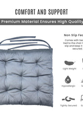 Velvet Slip Free Tufted  Chair Cushion Silver 40x40cm - Pack of 2 - Cotton Home