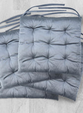 Velvet Slip Free Tufted  Chair Cushion Silver 40x40cm - Pack of 4 - Cotton Home
