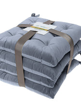 Velvet Slip Free Tufted  Chair Cushion Silver 40x40cm - Pack of 4 - Cotton Home