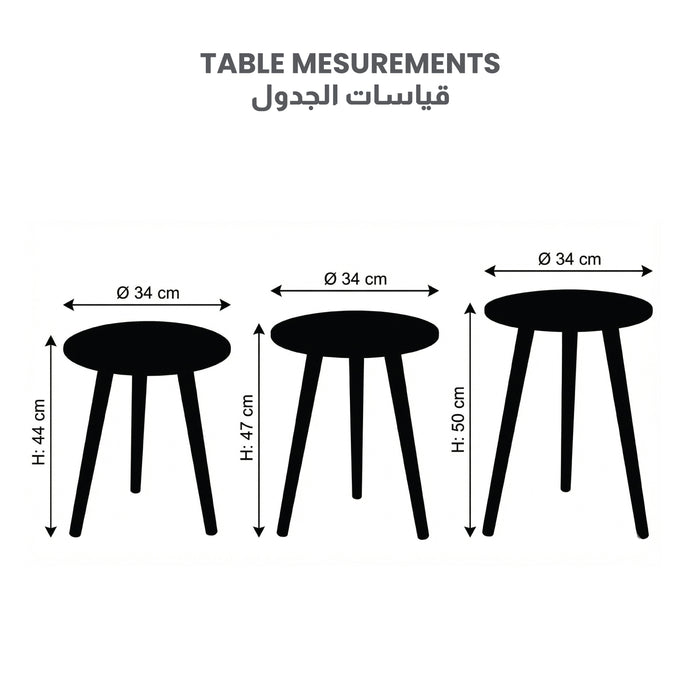 Coffee Table Set of 3 – Modern Nesting Tables for Living Room - White