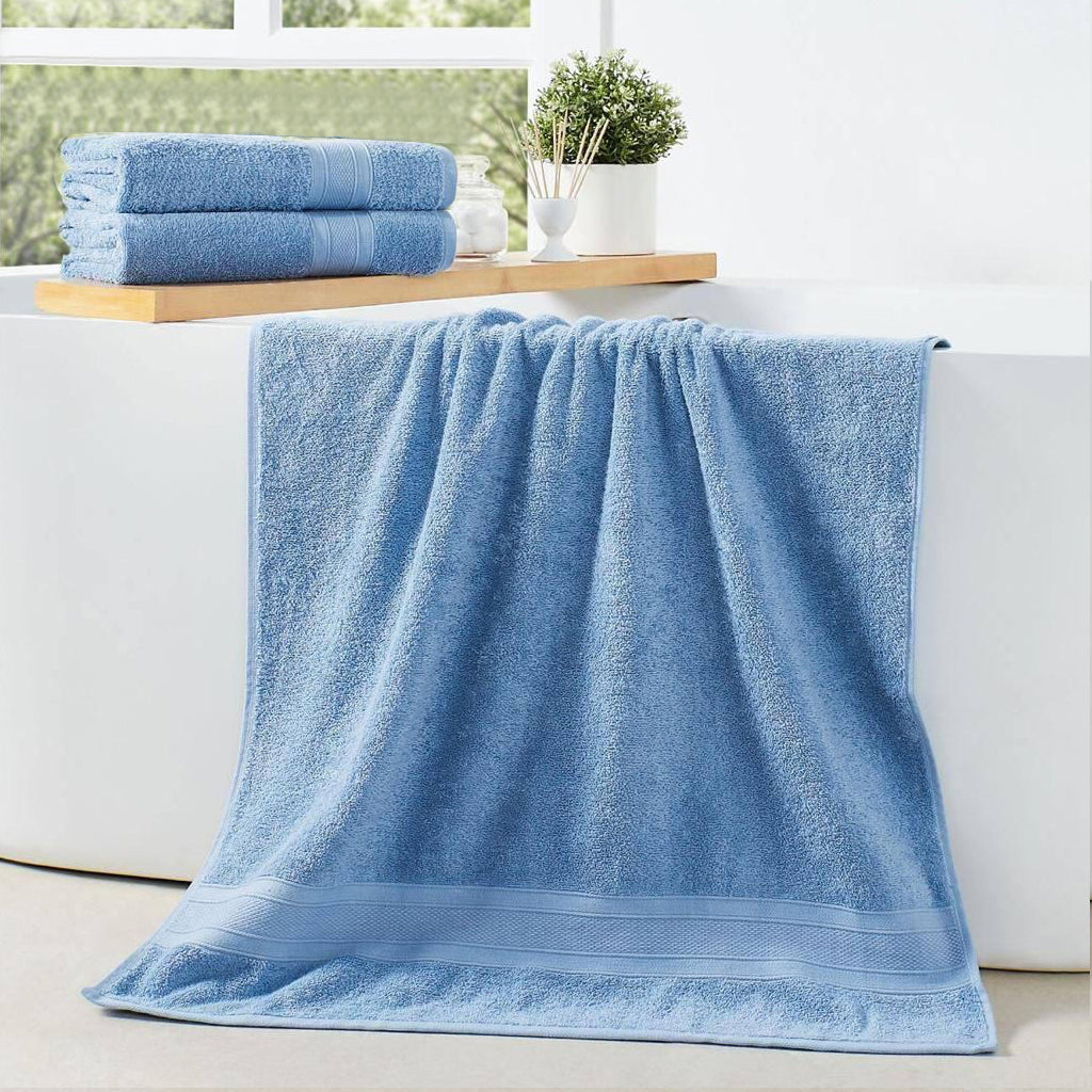 Premium Light Blue Pack of 2  600gsm High Quality Cotton Bath Towel 70x140cm