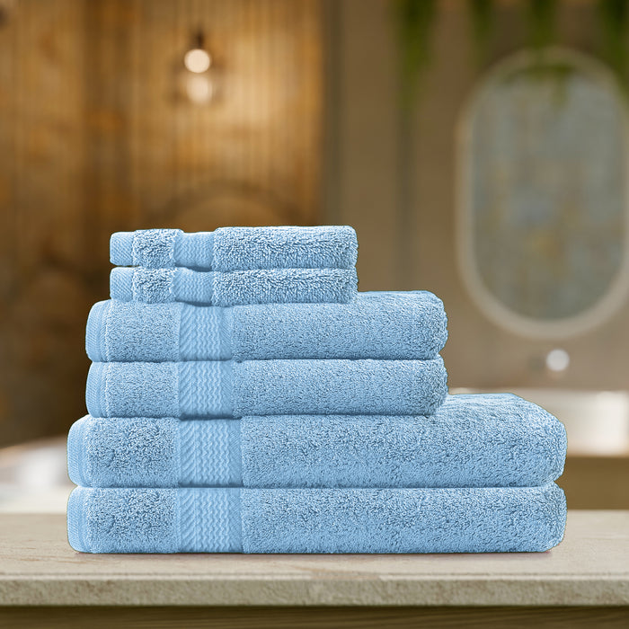 Cotton Home Ultimate Towel Collection - 6 Piece Bundle Sky Blue