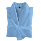 Premium Cotton Sky Blue Terry Bathrobe with Pockets Suitable for Men and Women, Soft & Warm Terry Home Bathrobe, Sleepwear Loungewear, One Size Fits All