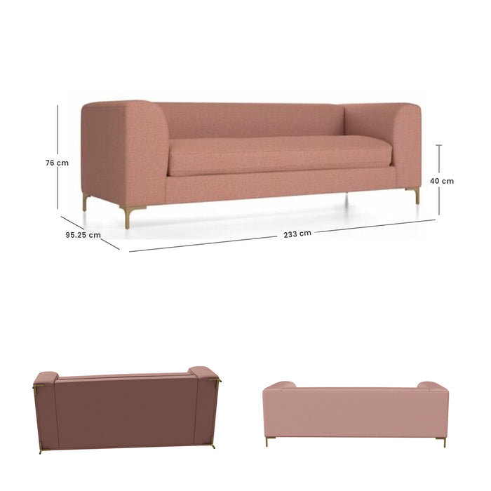 3 Seater Modern Fabric Sofa With Metal Legs