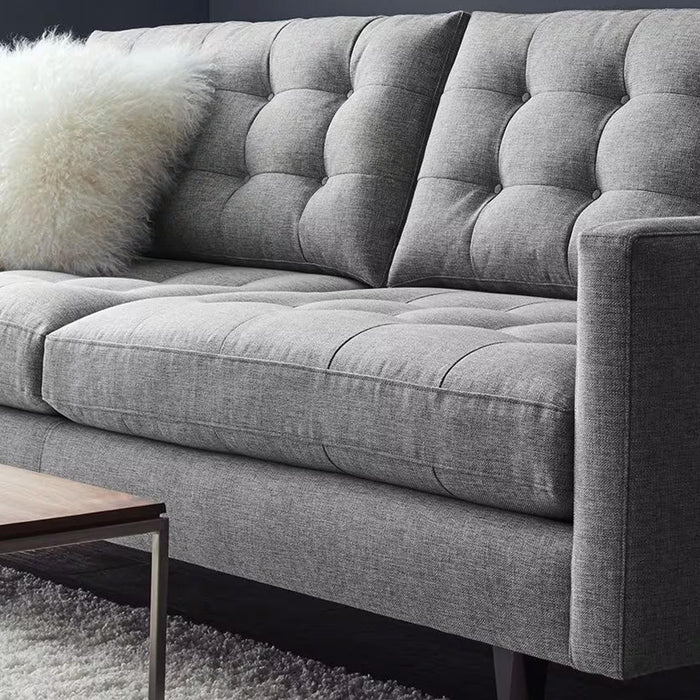 2 Seater Fabric Grey Tufted Sofa