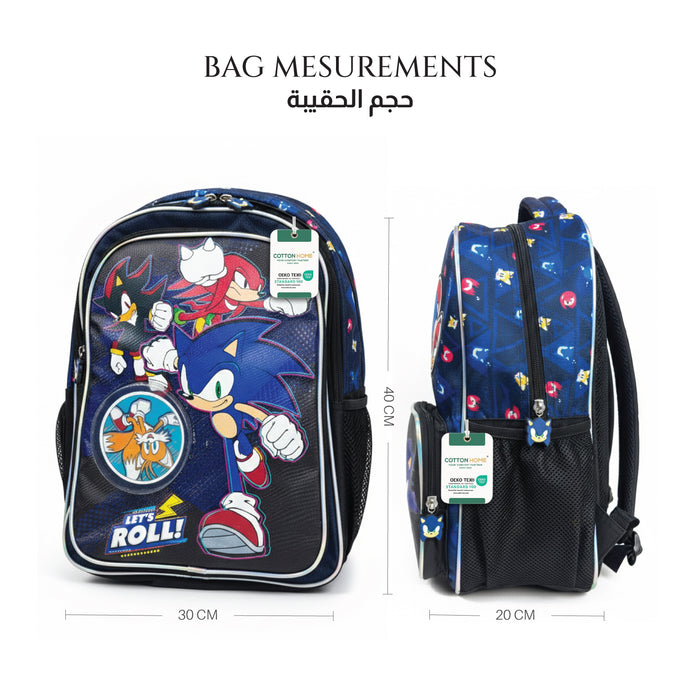 Sonic Blue Hedgehog Printed Kids School Bag - Blue