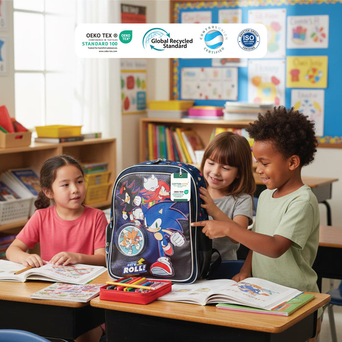 Sonic Blue Hedgehog Printed Kids School Bag - Blue