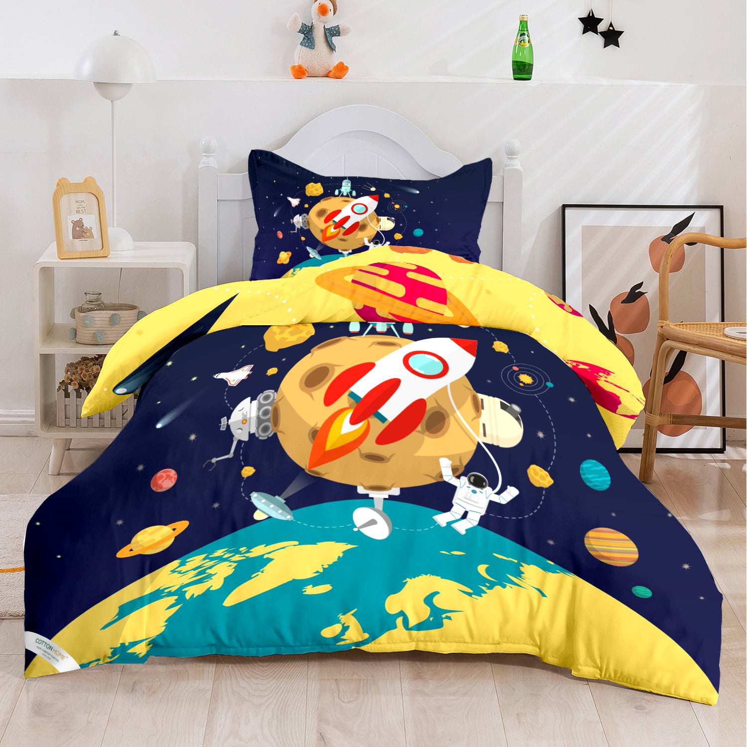 Kids Duvet Cover Set 3 Pcs - Space Print | 135x220cm | Microfiber | Cotton Home