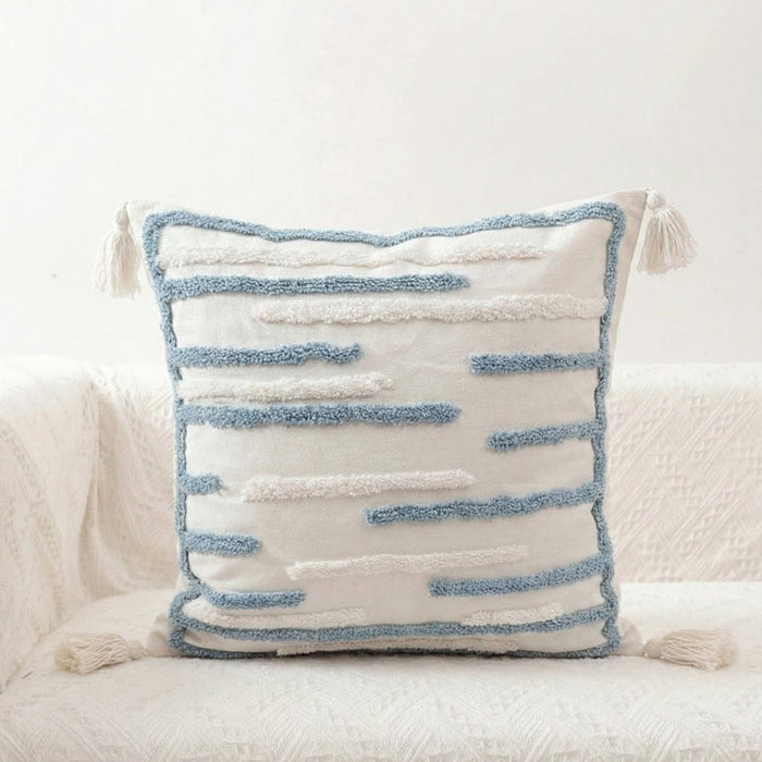 Boho Handcrafted Throw Pillow 45x45cm Filled Cushion with Stripe Design