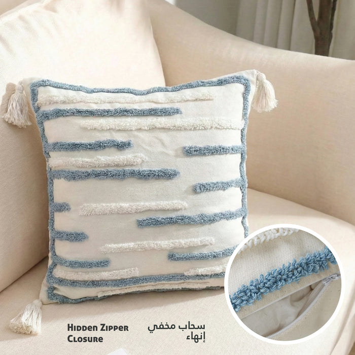 Boho Handcrafted Throw Pillow 45x45cm Filled Cushion with Stripe Design