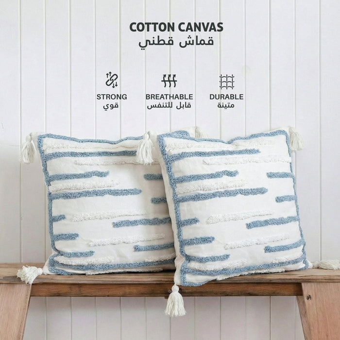 Boho Handcrafted Throw Pillow 45x45cm Filled Cushion with Stripe Design