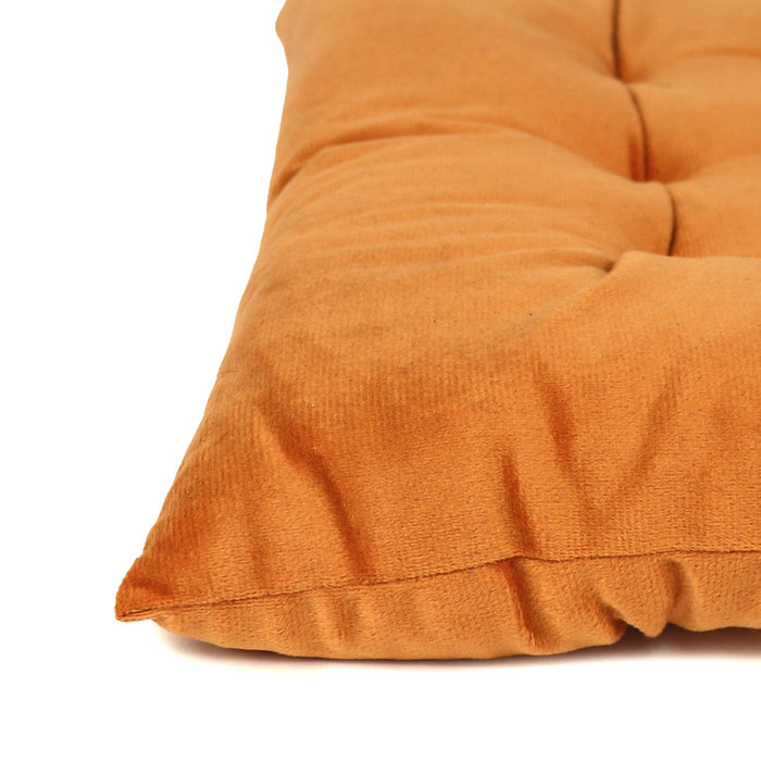 Velvet Slip Free Tufted  Chair Cushion Tan 40x40cm - Pack of 2