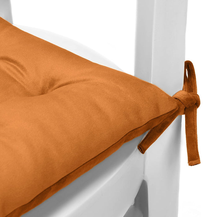 Velvet Slip Free Tufted  Chair Cushion Tan 40x40cm - Pack of 4