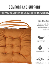 Velvet Slip Free Tufted  Chair Cushion Tan 40x40cm - Pack of 4 - Cotton Home