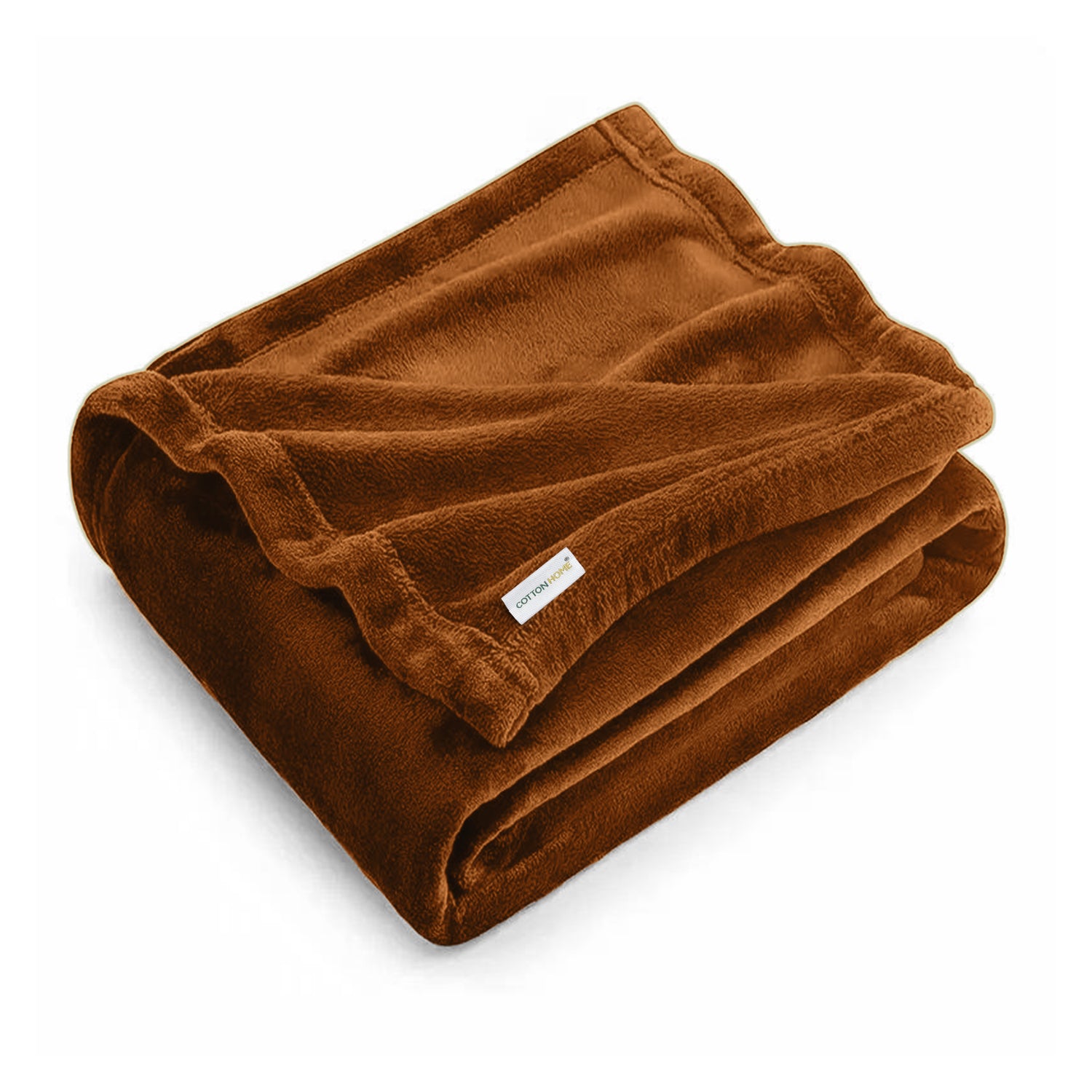 Flannel Blanket Queen 220x240cm Suitable for All Seasons, Warm Throw Blanket  - Tan