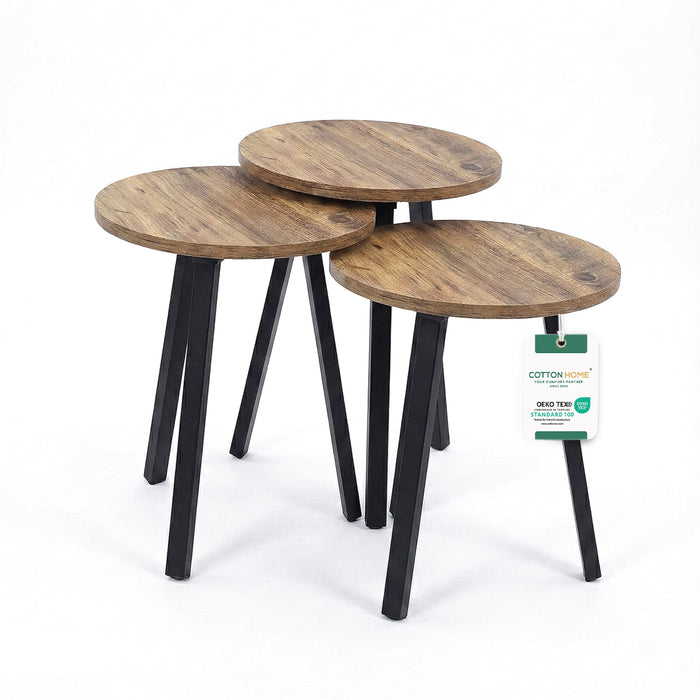 Coffee Table Set of 3 – Modern Nesting Tables for Living Room - Brown