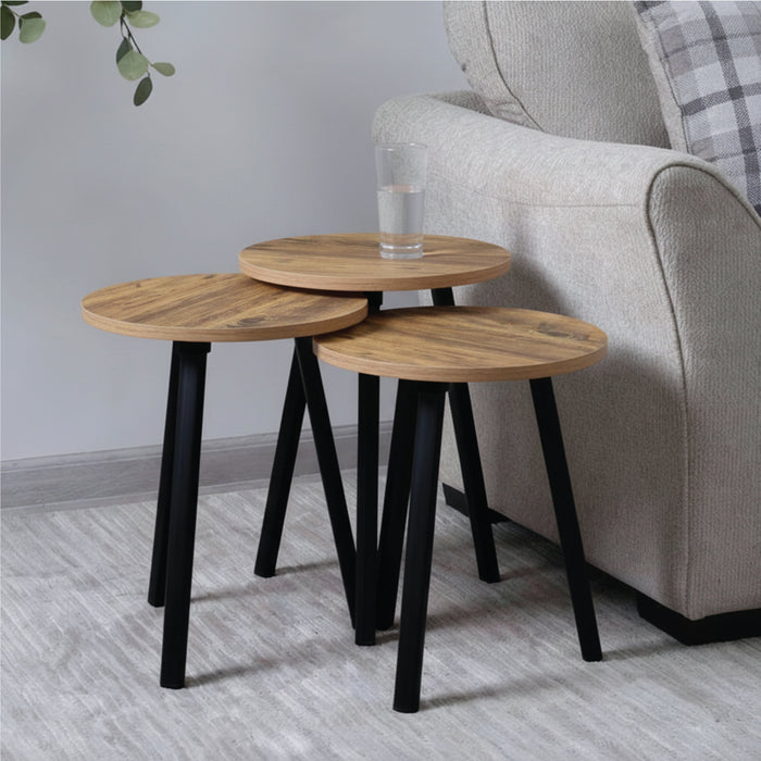 Coffee Table Set of 3 – Modern Nesting Tables for Living Room - Brown