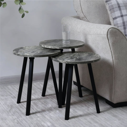 Coffee Table Set of 3 – Modern Nesting Tables for Living Room - Grey