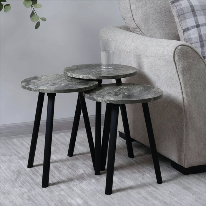 Coffee Table Set of 3 – Modern Nesting Tables for Living Room - Grey