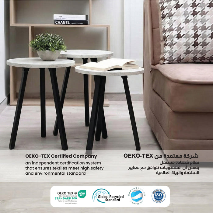 Coffee Table Set of 3 – Modern Nesting Tables for Living Room - White