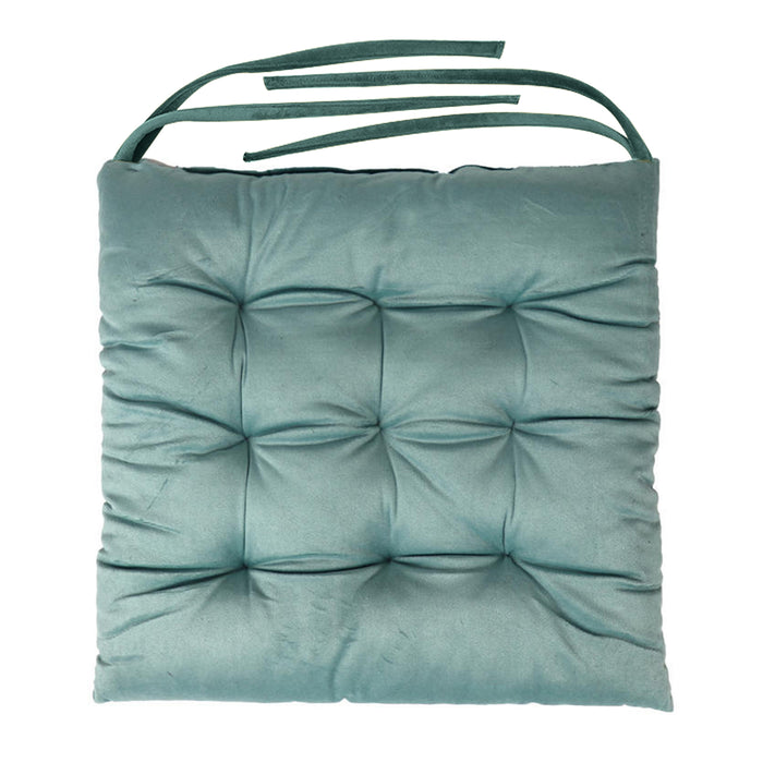Velvet Slip Free Tufted  Chair Cushion Teal 40x40cm