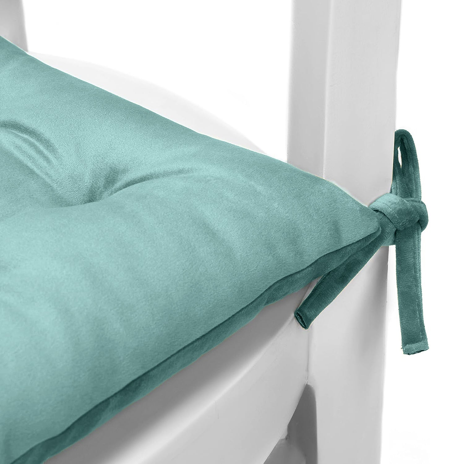 Velvet Slip Free Tufted  Chair Cushion Teal 40x40cm - Pack of 4