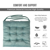 Velvet Slip Free Tufted  Chair Cushion Teal 40x40cm - Pack of 4