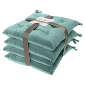 Velvet Slip Free Tufted  Chair Cushion Teal 40x40cm - Pack of 4